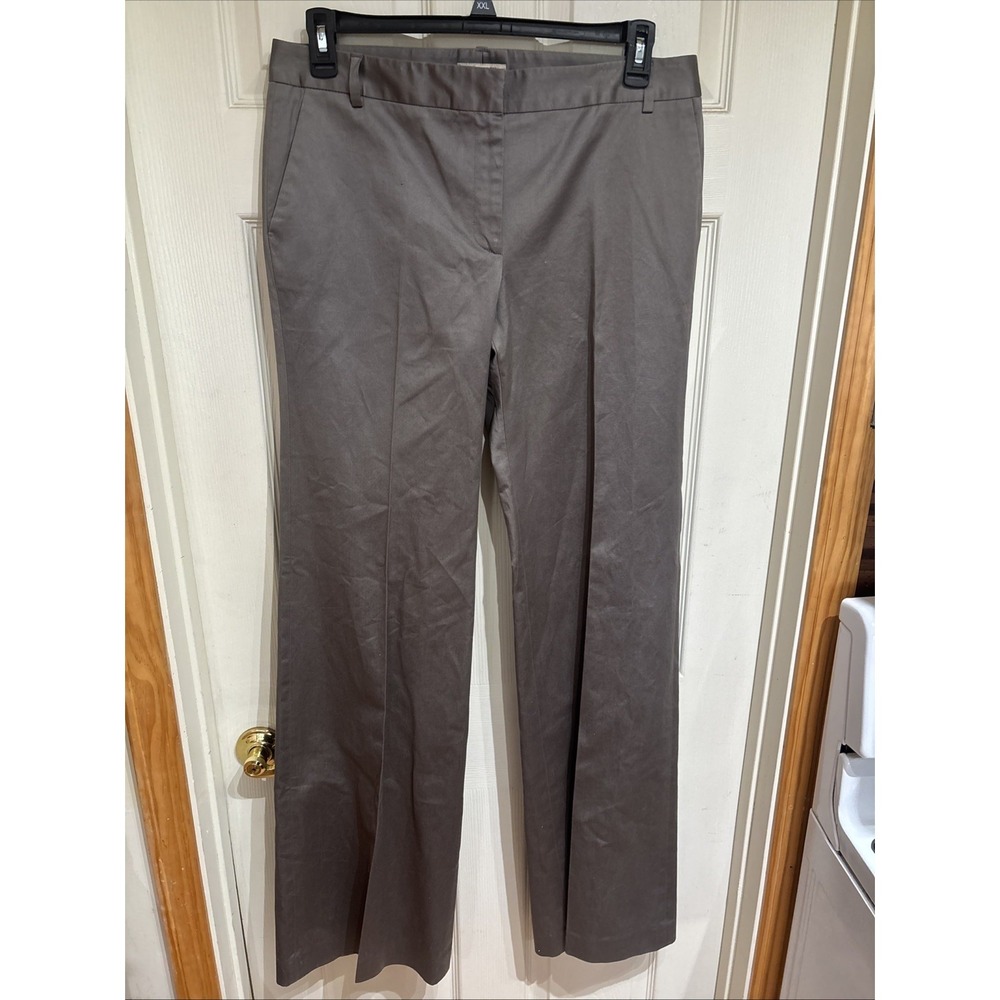 Burberry Women's Size 12 Gray Taupe flat Front Wide-Leg‎ Dress Pants